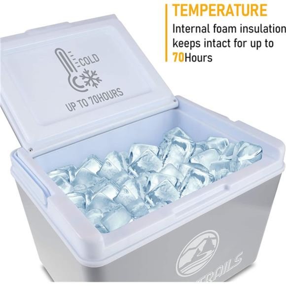 24Quart Ice Cooler Chest with Strong Handle for Camping, Gray - Picture 5 of 6